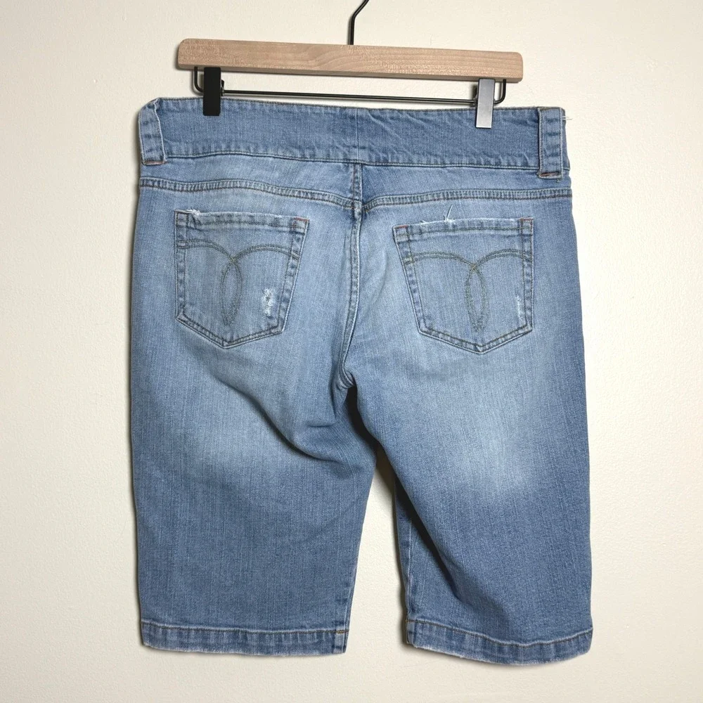 Paris Blues VTG Womens Distressed Denim Bermuda Shorts 13 Medium‎ Wash Blue Y2K
